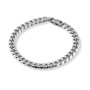 Silver & Stainless Essentials Jewellery Men Bracelet -  Stainless Steel 8mm Curban Link