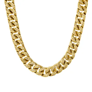 Silver & Stainless Essentials Jewellery Men Necklace- Stainless Steel Cuban Link CZs Set Chain