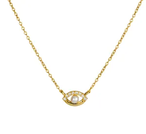 Silver & Stainless Essentials Jewellery Sterling silver CZ and Pearl Eye Necklace