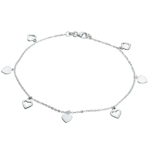 Silver & Stainless Essentials Jewellery Sterling Silver Multi-hearts charm Anklet