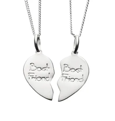 Silver & Stainless Essentials Jewellery Tiny Treasures - Best Friend Hearts Silver Necklace