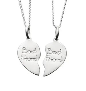 Silver & Stainless Essentials Jewellery Tiny Treasures - Best Friend Hearts Silver Necklace