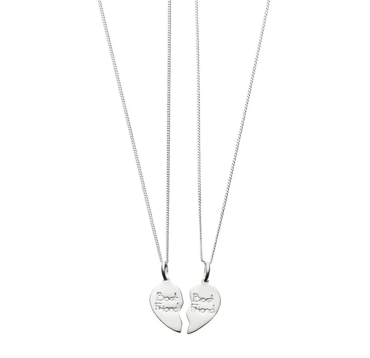 Silver & Stainless Essentials Jewellery Tiny Treasures - Best Friend Hearts Silver Necklace
