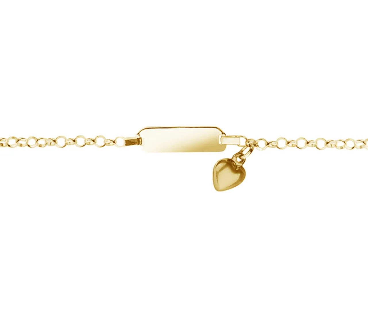 Silver & Stainless Essentials Jewellery Tiny Treasures Gold Plated Sterling Silver Baby ID Plate Bracelet with Heart Charm