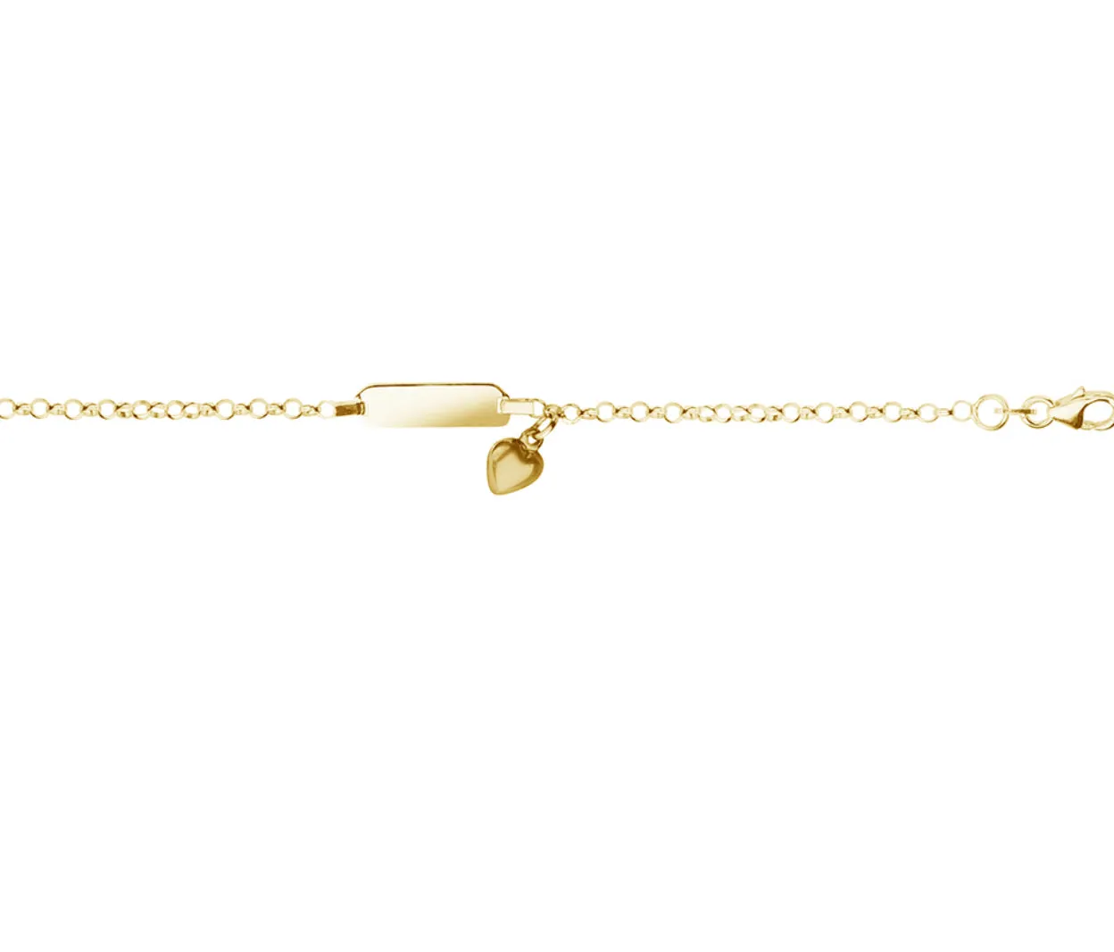 Silver & Stainless Essentials Jewellery Tiny Treasures Gold Plated Sterling Silver Baby ID Plate Bracelet with Heart Charm