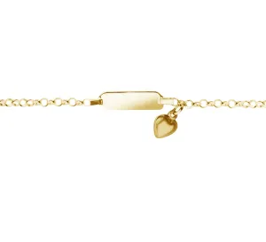Silver & Stainless Essentials Jewellery Tiny Treasures Gold Plated Sterling Silver Baby ID Plate Bracelet with Heart Charm