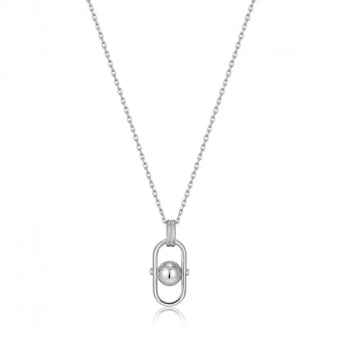 Silver Orb Link Drop Pendant Necklace N045-03H Ania Haie Jewellery
