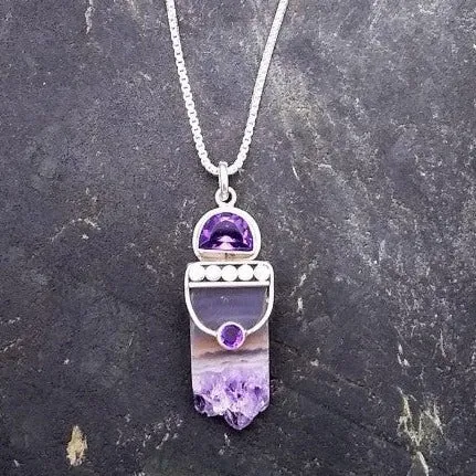 Silver Parrot Jewelry Bali Amethyst Geode Necklace