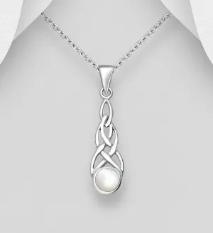 Silver Parrot Jewelry Celtic Knot Sterling Silver Pendant with Mother of Pearl