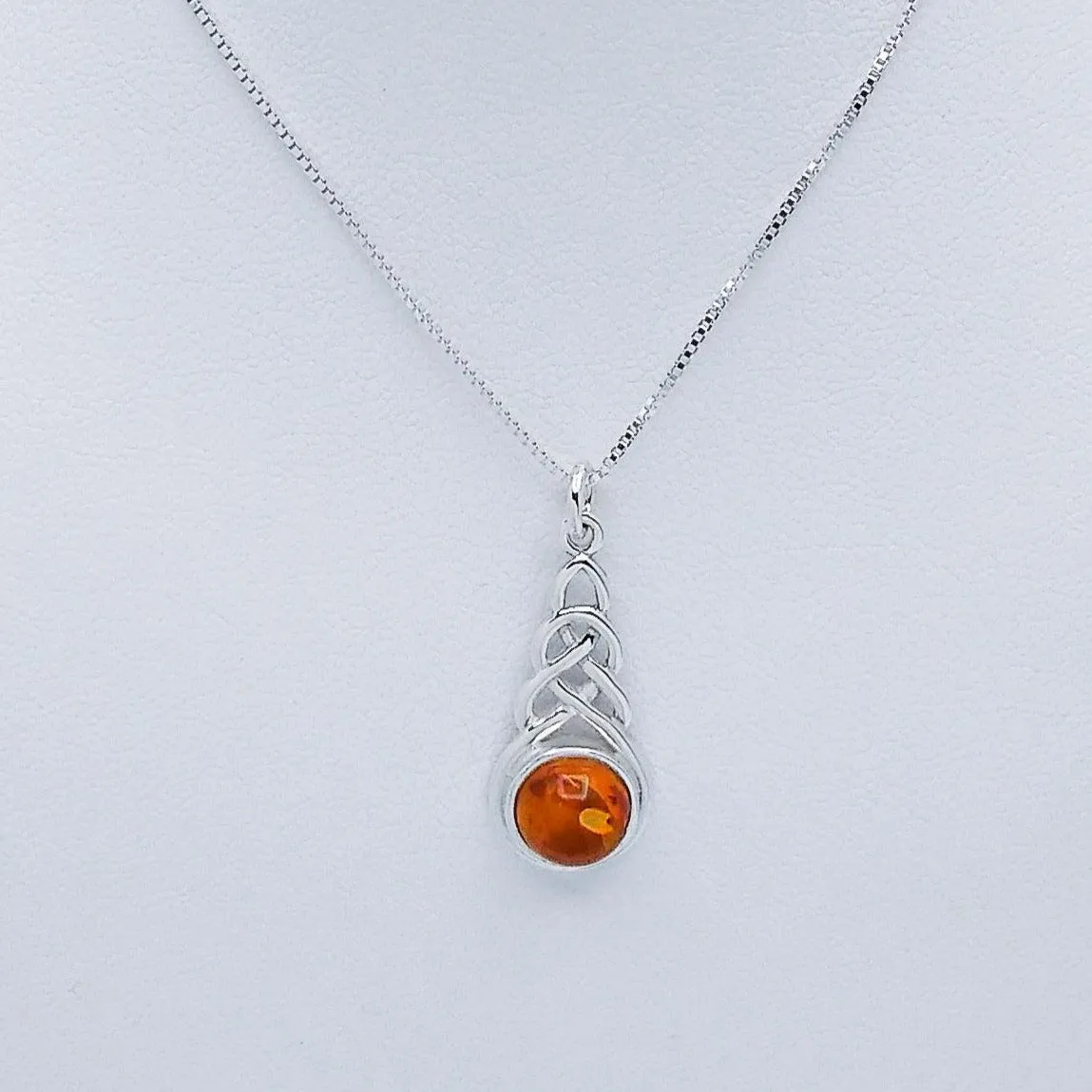 Silver Parrot Jewelry Celtic Sterling Pendant With Amber