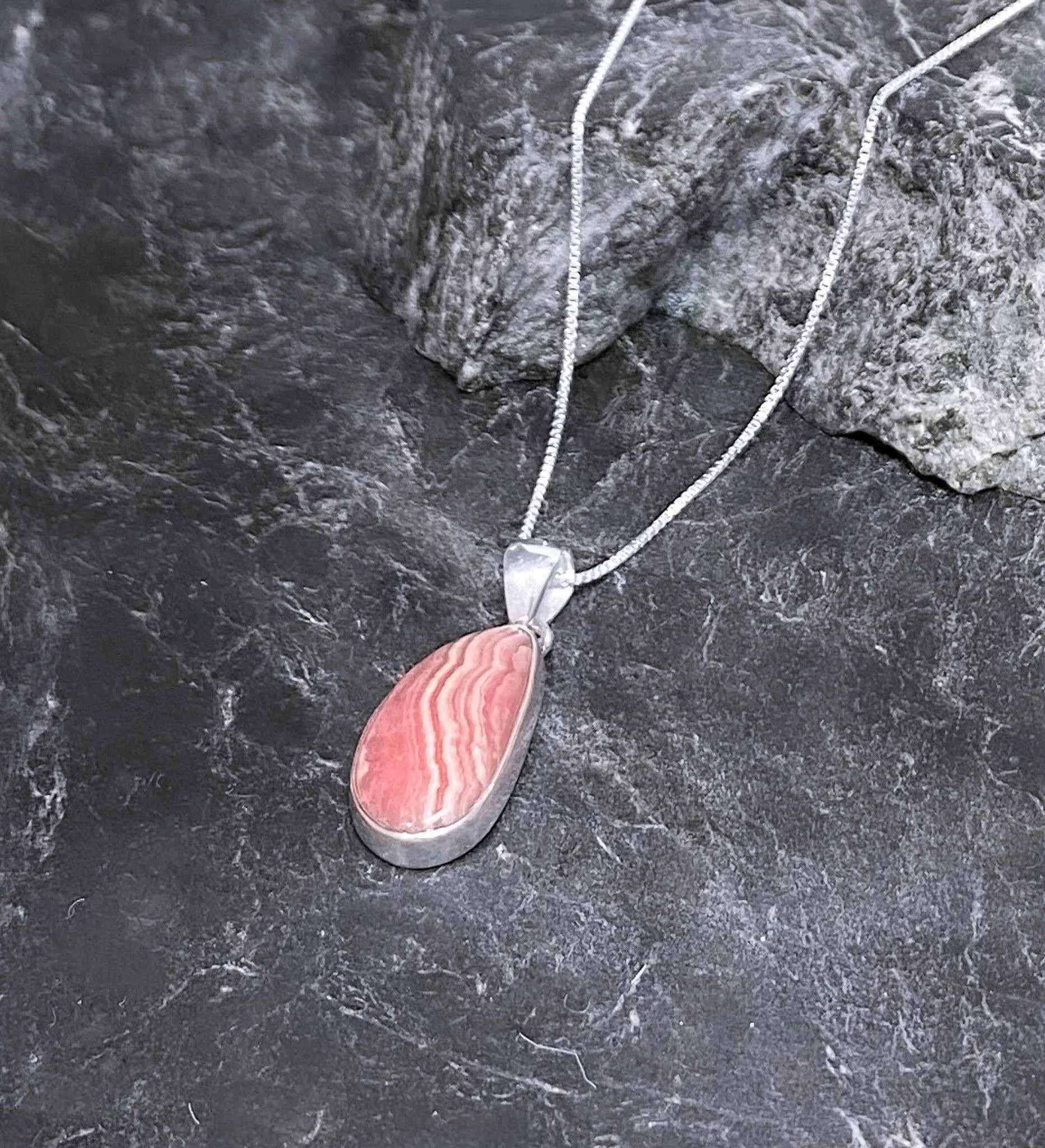 Silver Parrot Jewelry Rhodochrosite Pendant Set In Sterling
