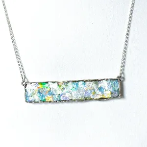 Silver Parrot Jewelry Roman Glass Long Bar Necklace in Sterling Silver