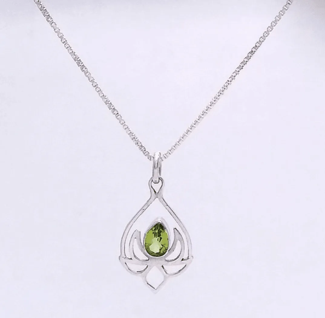 Silver Parrot Jewelry Silver Lotus Pendant with Peridot