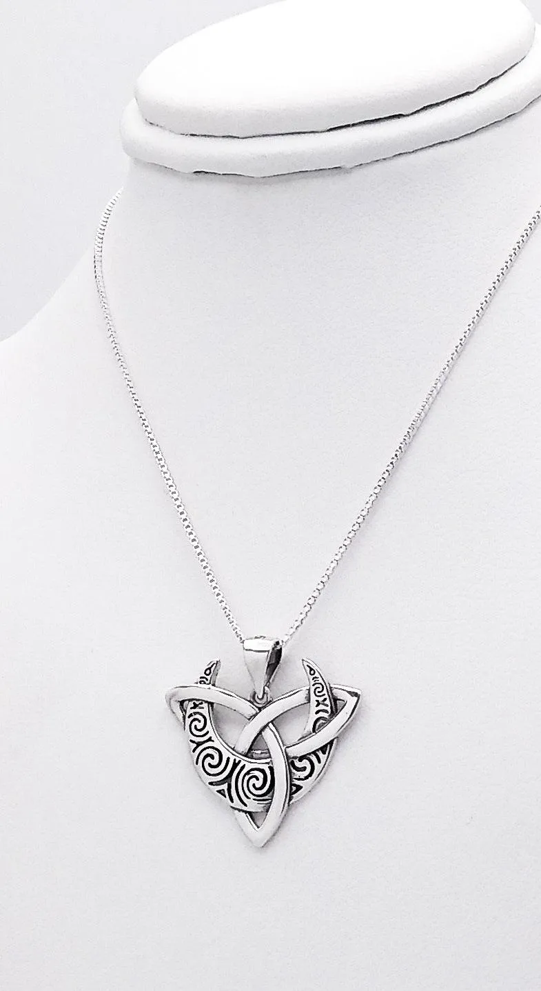 Silver Parrot Jewelry Sterling Celtic Pendant With Knot And Spiral Moon
