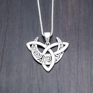 Silver Parrot Jewelry Sterling Celtic Pendant With Knot And Spiral Moon