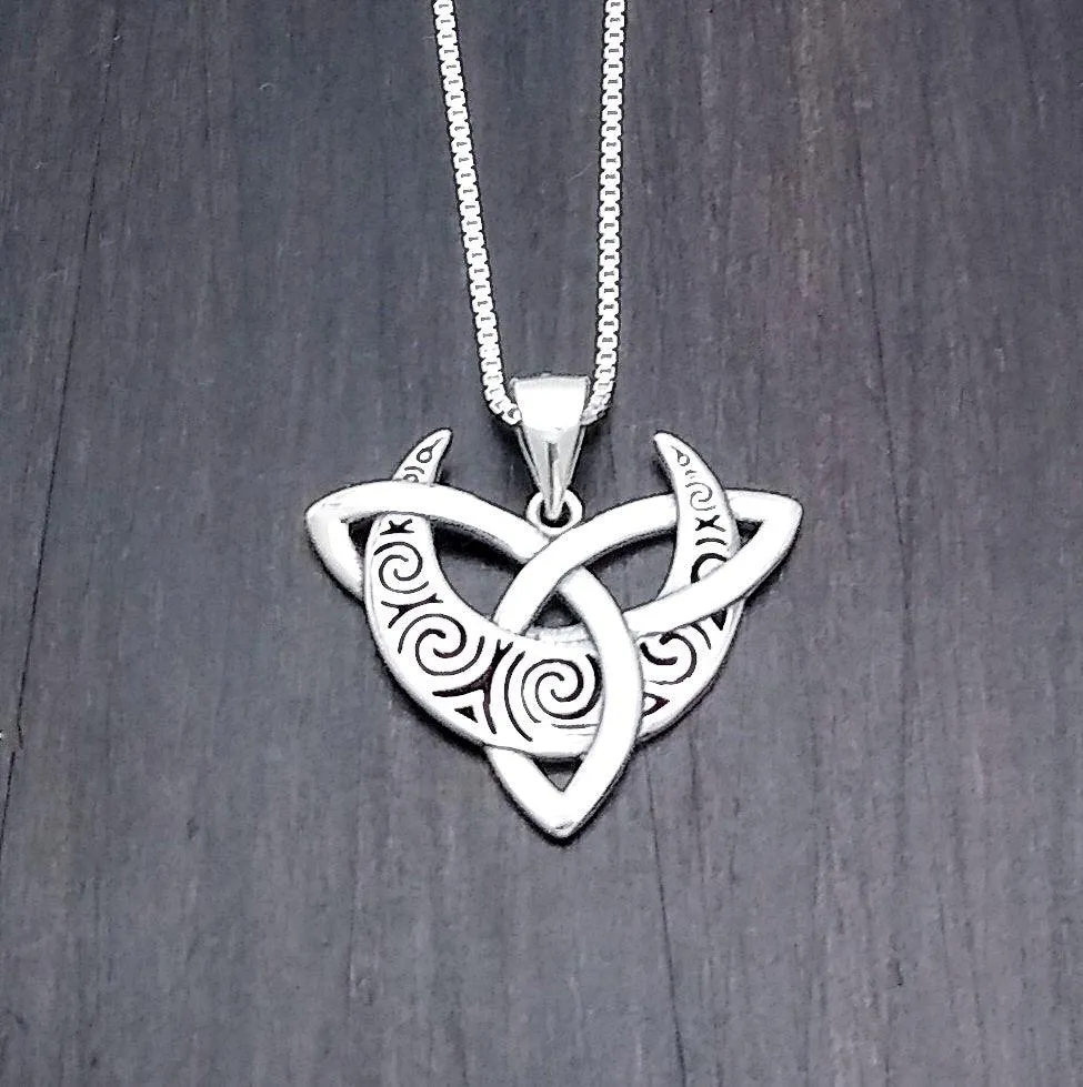 Silver Parrot Jewelry Sterling Celtic Pendant With Knot And Spiral Moon