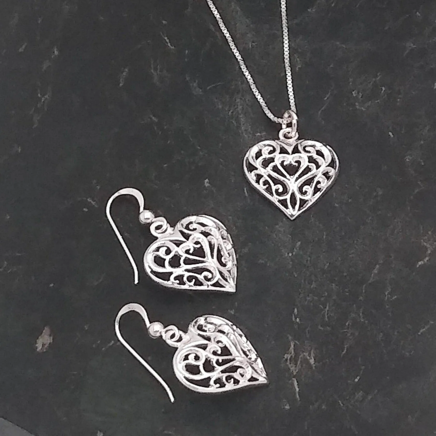 Silver Parrot Jewelry Sterling Silver Filigree Heart Pendant