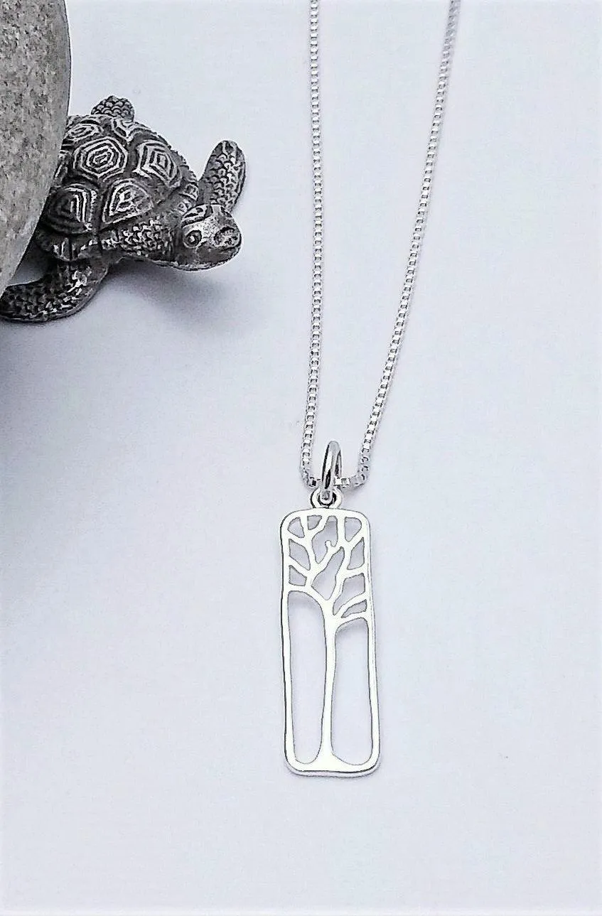 Silver Parrot Jewelry Sterling Silver Framed Tree Pendant