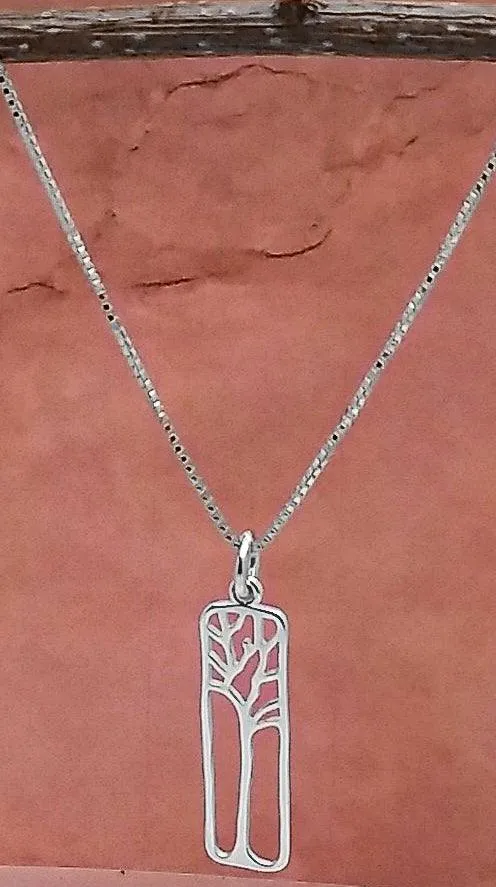 Silver Parrot Jewelry Sterling Silver Framed Tree Pendant