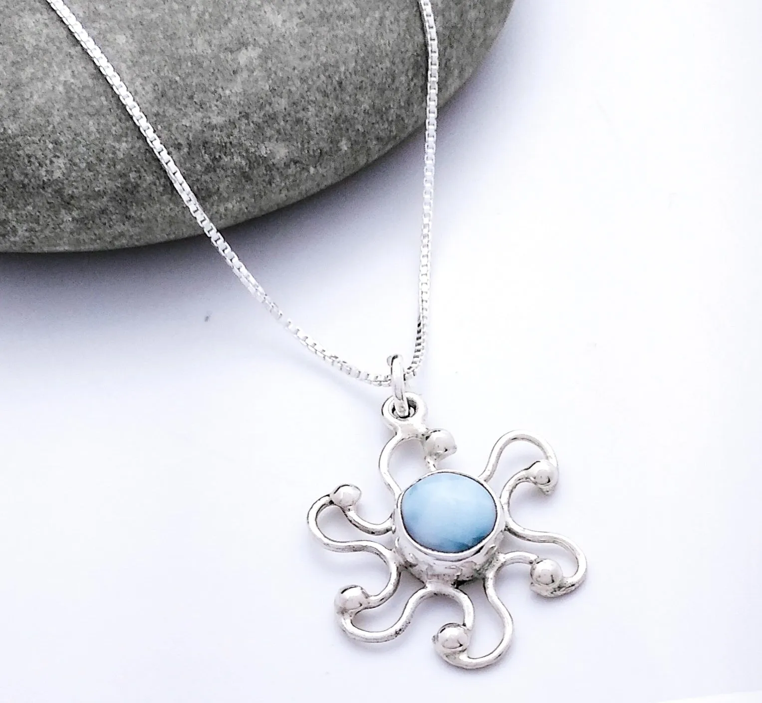 Silver Parrot Jewelry Sterling Silver Larimar Sun Pendant