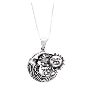 Silver Parrot Jewelry Sterling Silver Pendant with Sun, Moon, and Stars