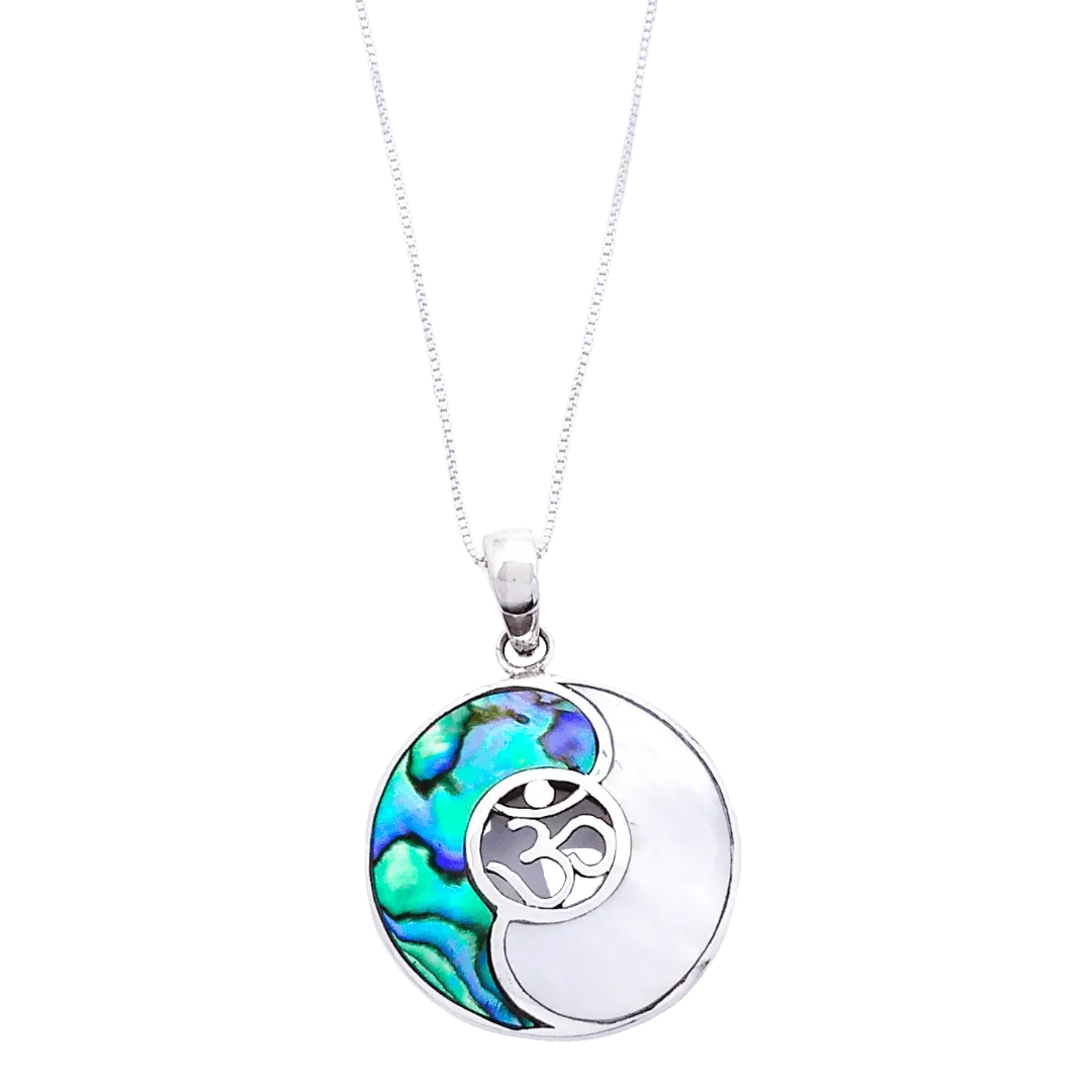 Silver Parrot Jewelry Sterling Silver Yin Yang Pendant with Abalone or Onyx