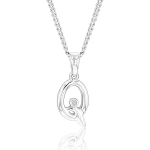 Silver Pendant Initial Q set with Diamond Sterling Silver	Jewelry
