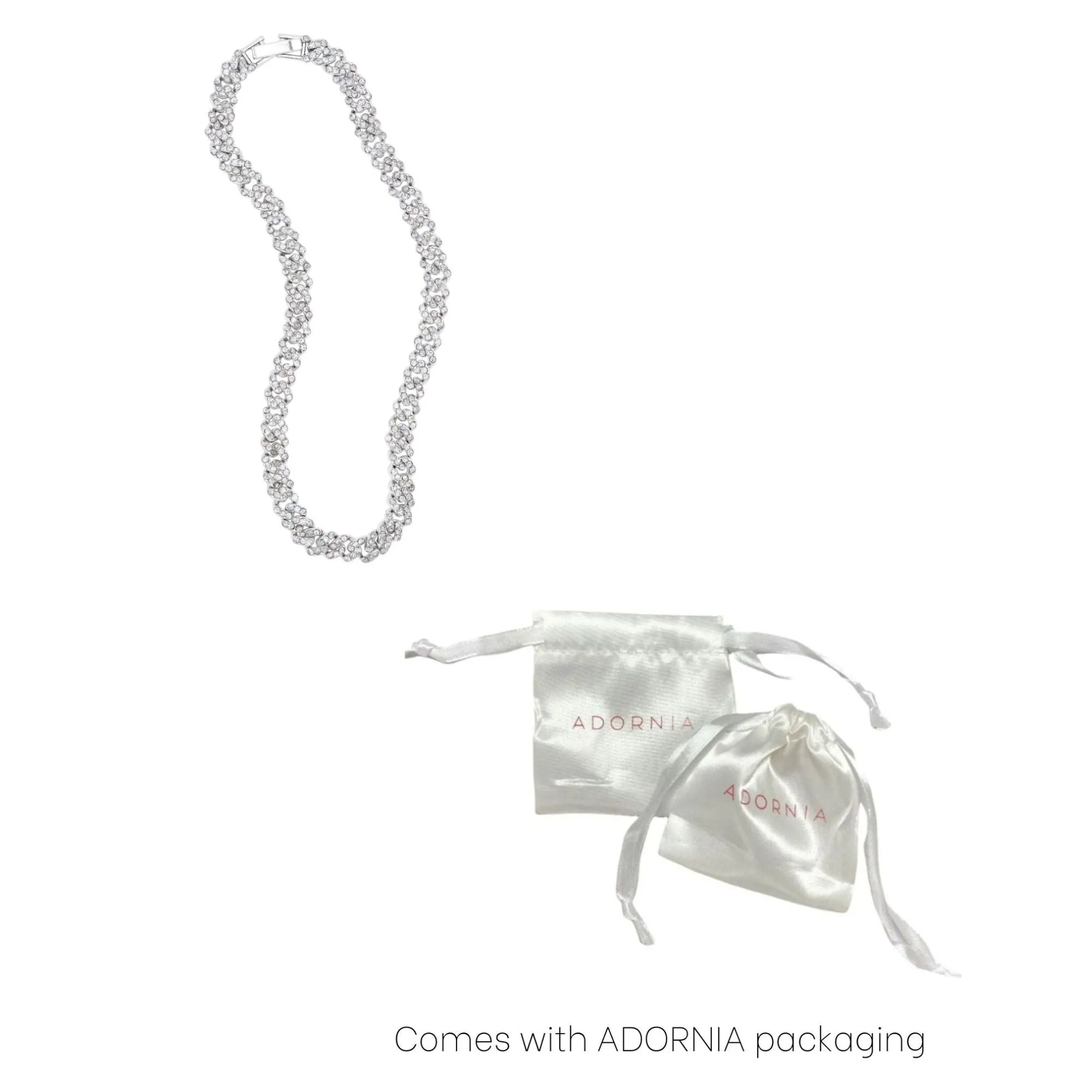 Silver Plated 10" 8mm Crystal Curb Chain Anklet silver adornia Jewelry