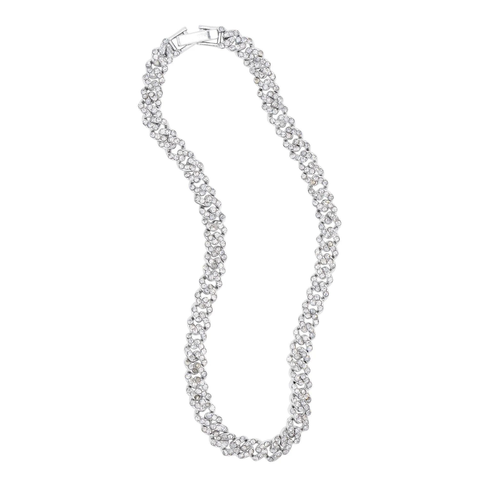 Silver Plated 10" 8mm Crystal Curb Chain Anklet silver adornia Jewelry