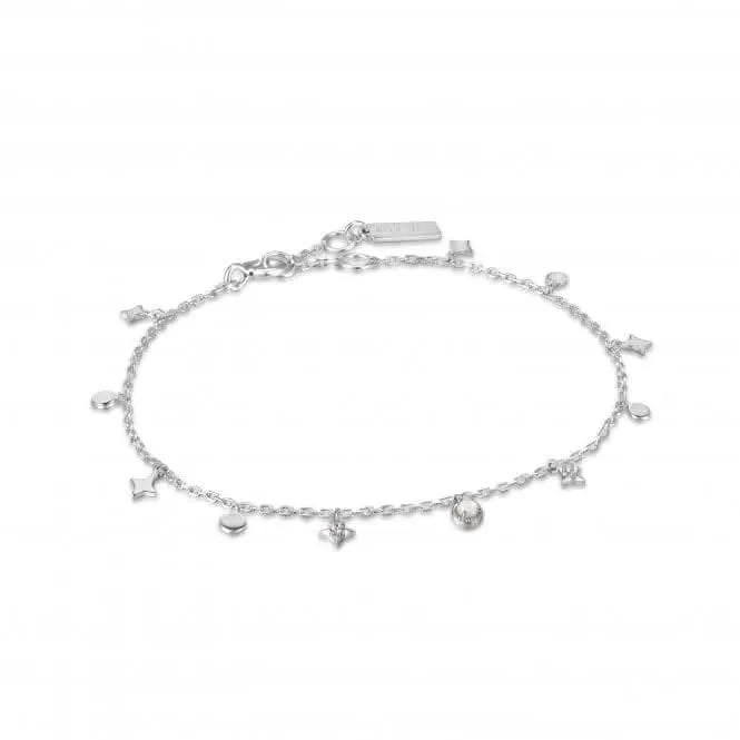 Silver Star Mother Of Pearl Drop Anklet F034-01H Ania Haie Jewellery