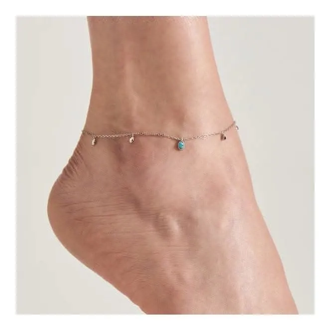 Silver Turquoise Drop Pendant Anklet F044-01H Ania Haie Jewellery