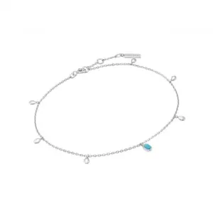 Silver Turquoise Drop Pendant Anklet F044-01H Ania Haie Jewellery