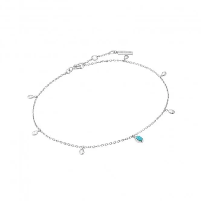 Silver Turquoise Drop Pendant Anklet F044-01H Ania Haie Jewellery