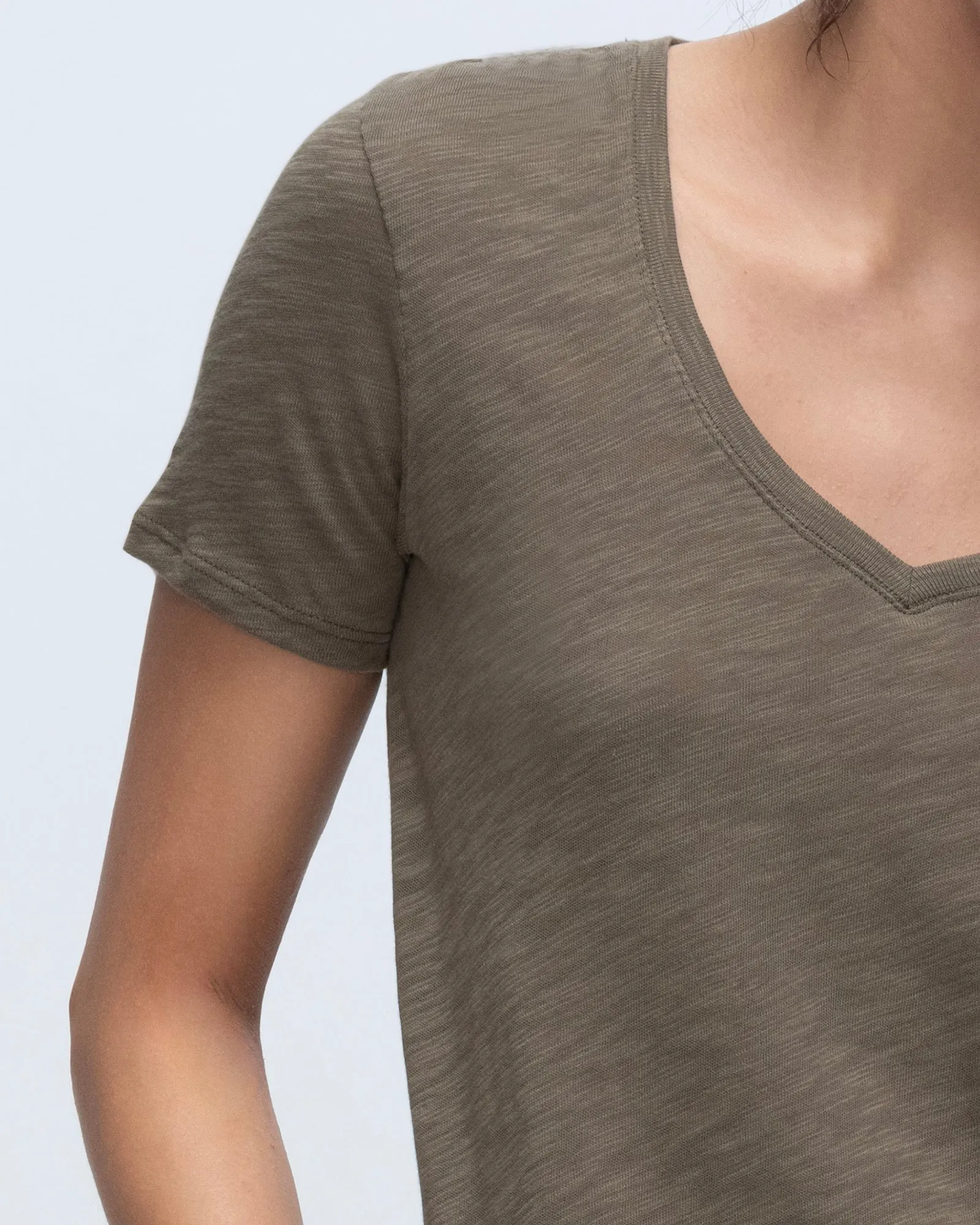 Slub Jersey Classic V-Neck Tee - Army