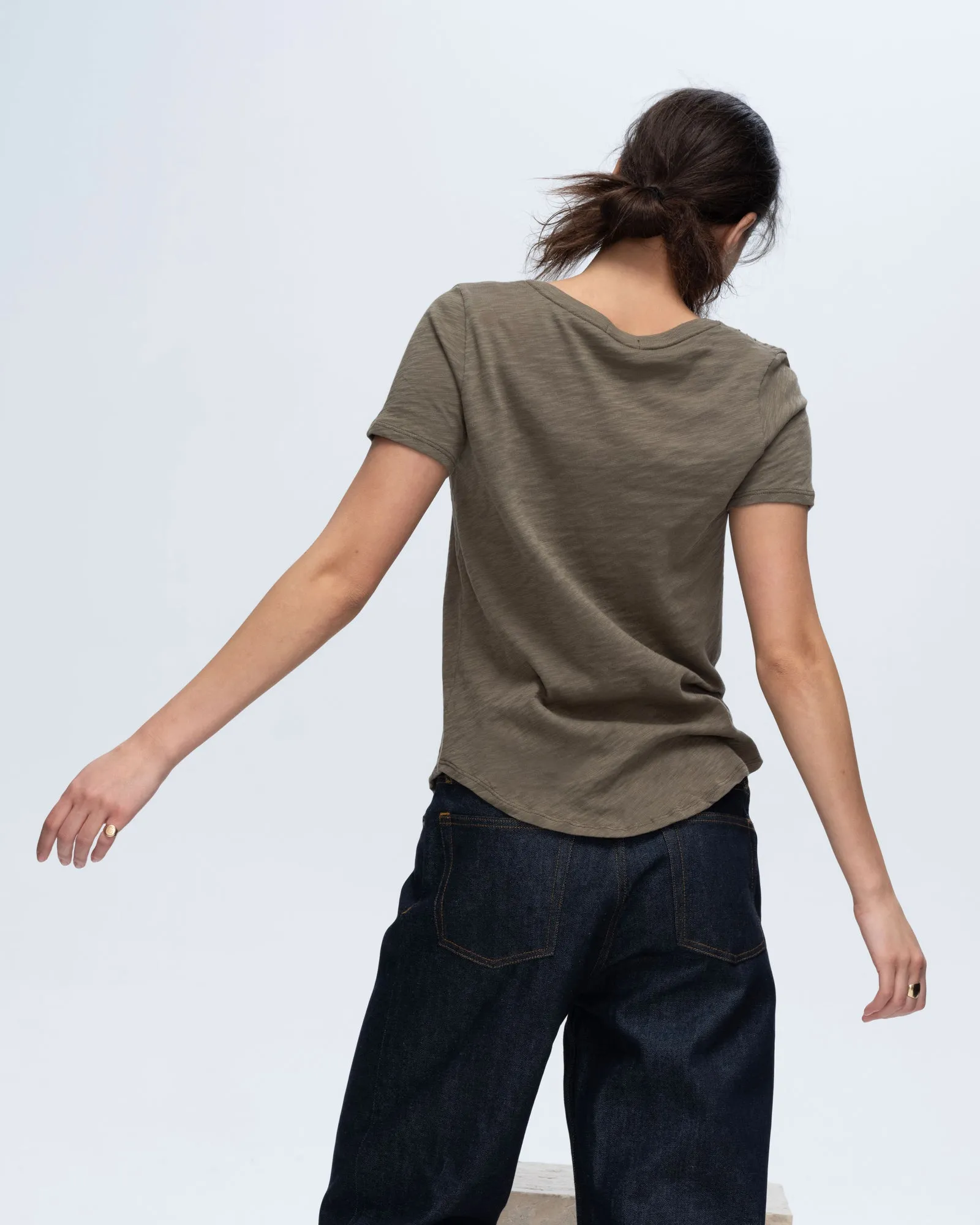 Slub Jersey Classic V-Neck Tee - Army