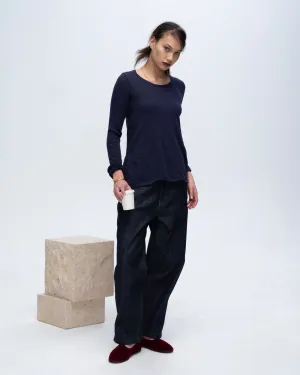 Slub Jersey Long Sleeve Destroyed Wash Tee - Midnight