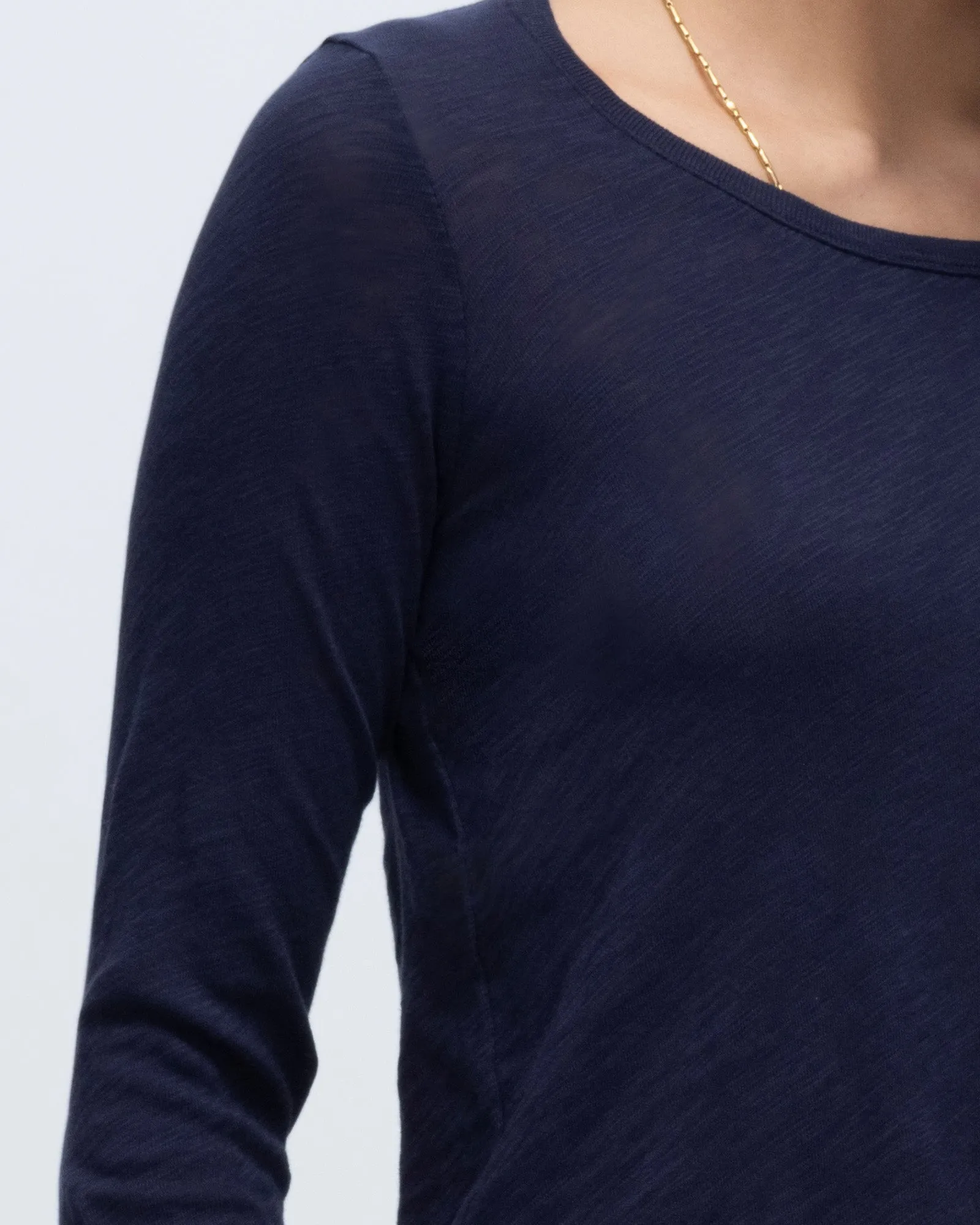 Slub Jersey Long Sleeve Destroyed Wash Tee - Midnight