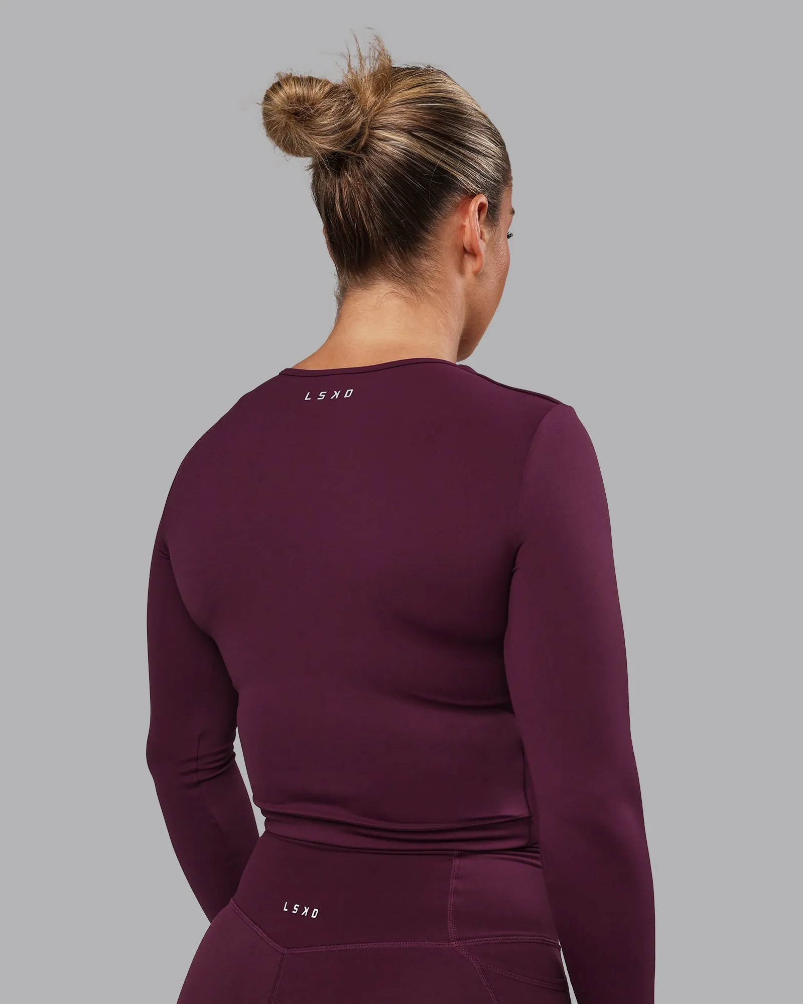 Staple Long Sleeve Cropped Tee - Cherry Lacquer