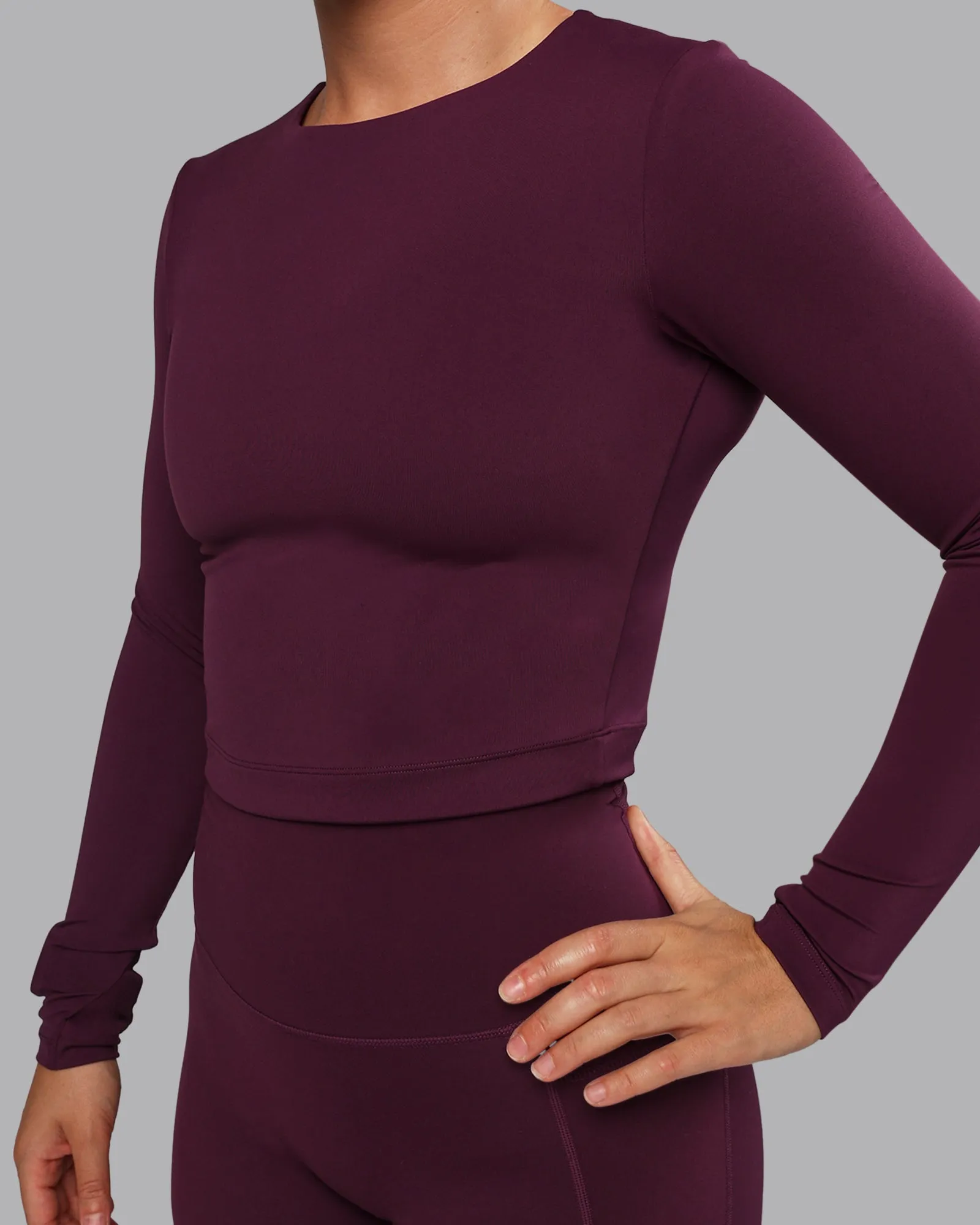 Staple Long Sleeve Cropped Tee - Cherry Lacquer