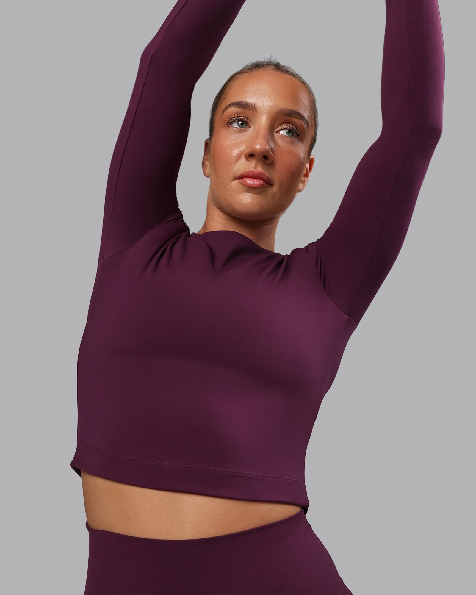 Staple Long Sleeve Cropped Tee - Cherry Lacquer