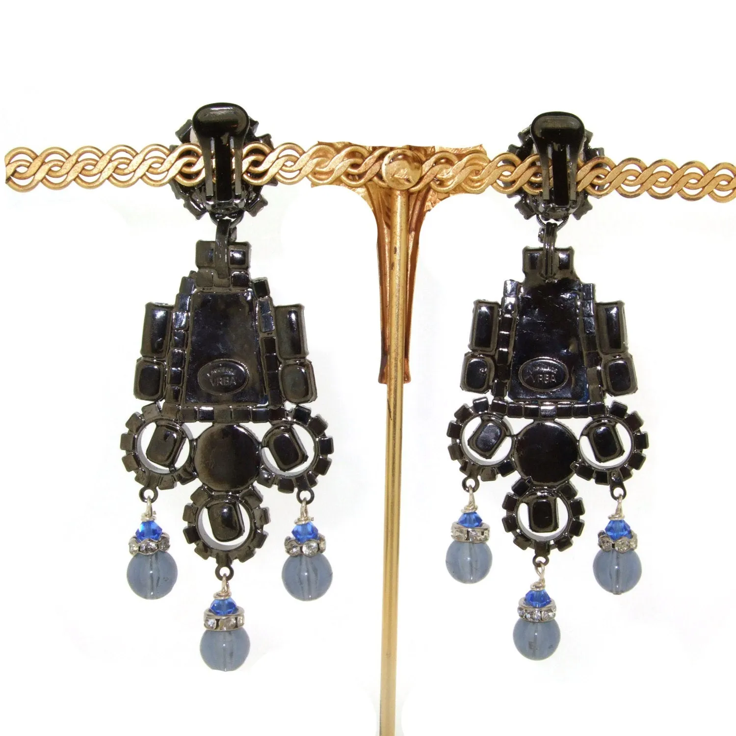 Statement Blue Vintage Earrings by Larry Lawrence Vrba