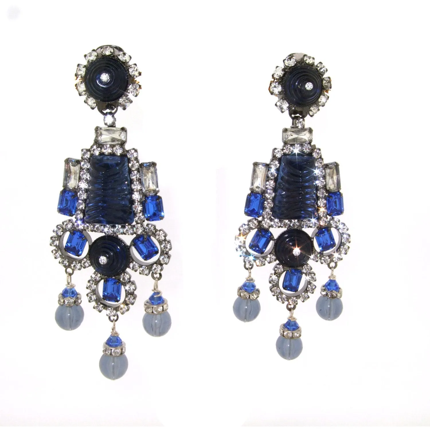 Statement Blue Vintage Earrings by Larry Lawrence Vrba