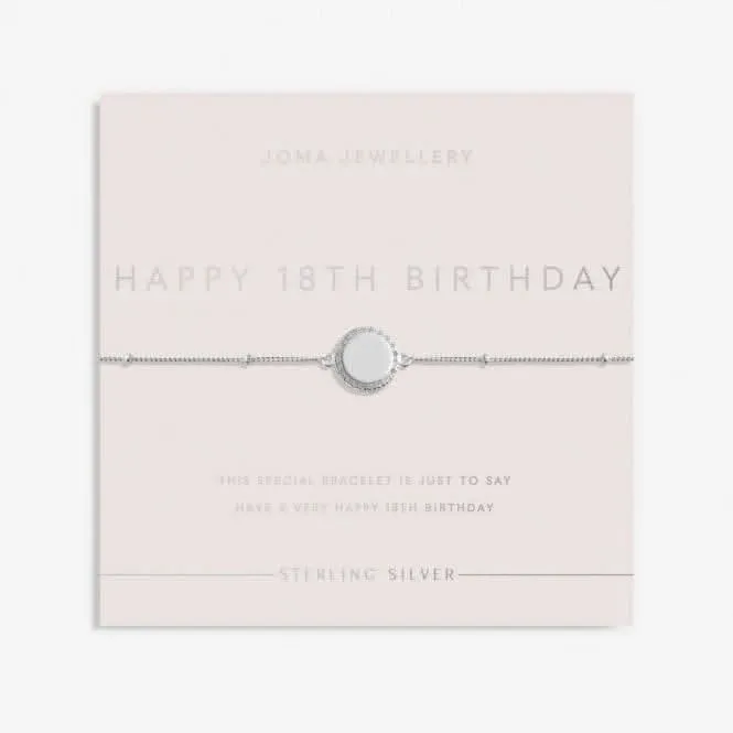 Sterling Silver 18th Birthday Disc Pave 16cm   3cm Bracelet JJS0009 Joma Jewellery