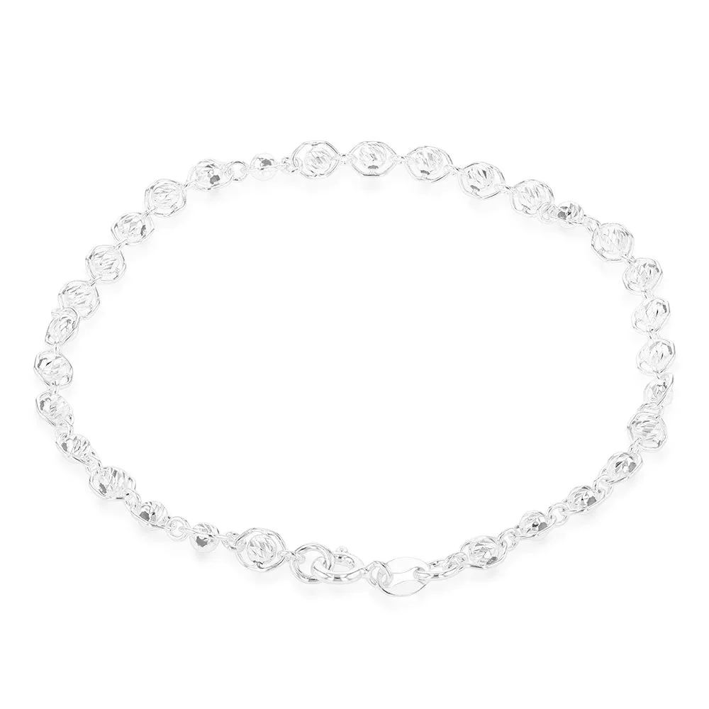 Sterling Silver 20cm Fancy Link and Ball Bracelet Sterling Silver	Jewelry