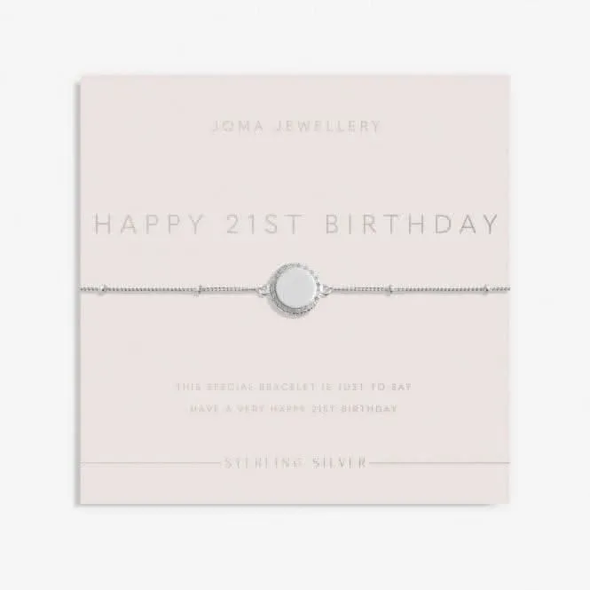 Sterling Silver 21St Birthday Disc Pave 16cm   3cm Bracelet JJS0010 Joma Jewellery