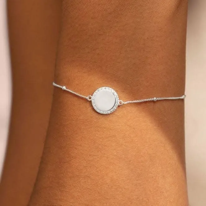 Sterling Silver 21St Birthday Disc Pave 16cm   3cm Bracelet JJS0010 Joma Jewellery