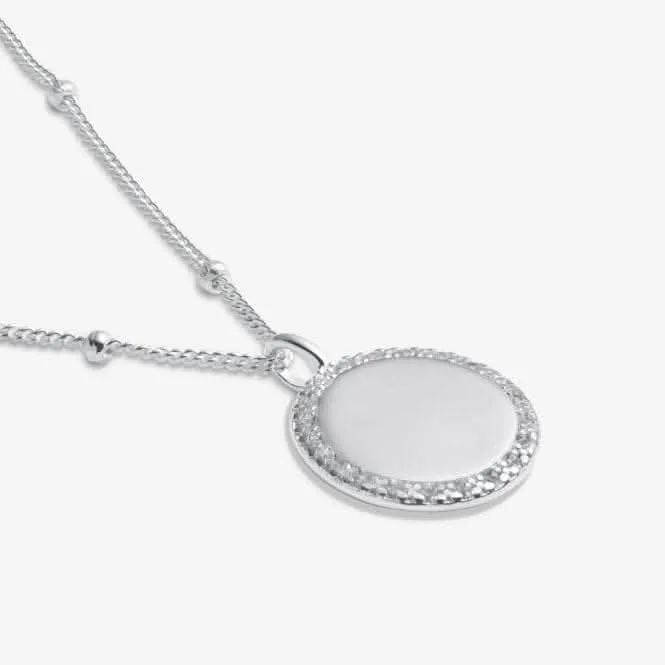 Sterling Silver 21st Birthday Disc Pave 46cm   5cm Necklace JJS0021 Joma Jewellery