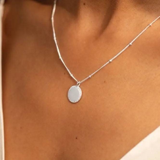 Sterling Silver 21st Birthday Disc Pave 46cm   5cm Necklace JJS0021 Joma Jewellery