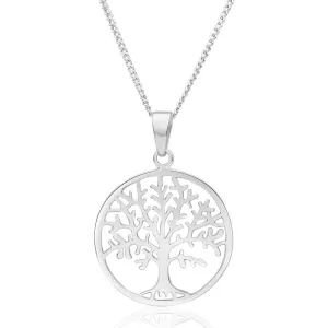 Sterling Silver 23mm Round Tree of Life Pendant Sterling Silver	Jewelry