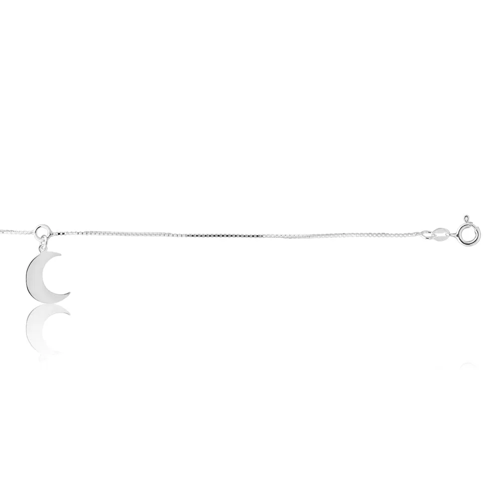 Sterling Silver 26cm Crescent Moon Anklet Sterling Silver	Jewelry